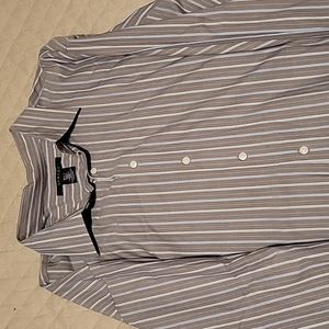 EUC Synrgy Dress Shirt Grey Light Blue White Stripes 3XLT